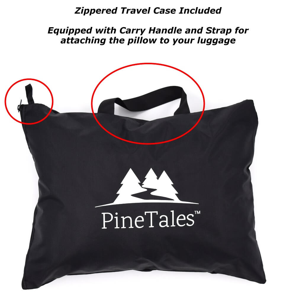 Buckwheat Travel Pillow Storage Bag Front Side showing carry handle