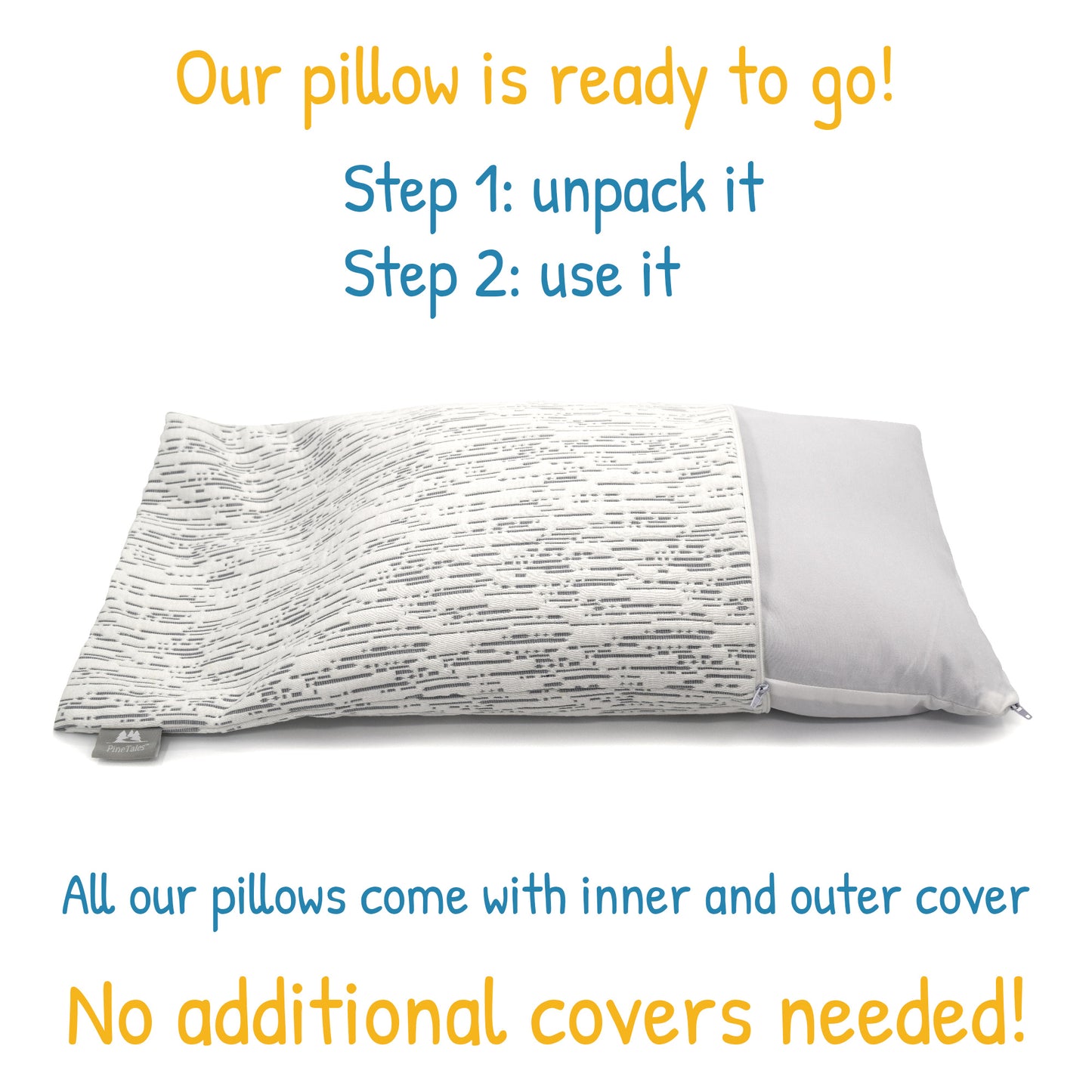 Buckwheat Travel Pillow for Firm Head and Neck Support - Inner and outer Pillowcase shown - Matrix Design, Travel Size 10" x 14"