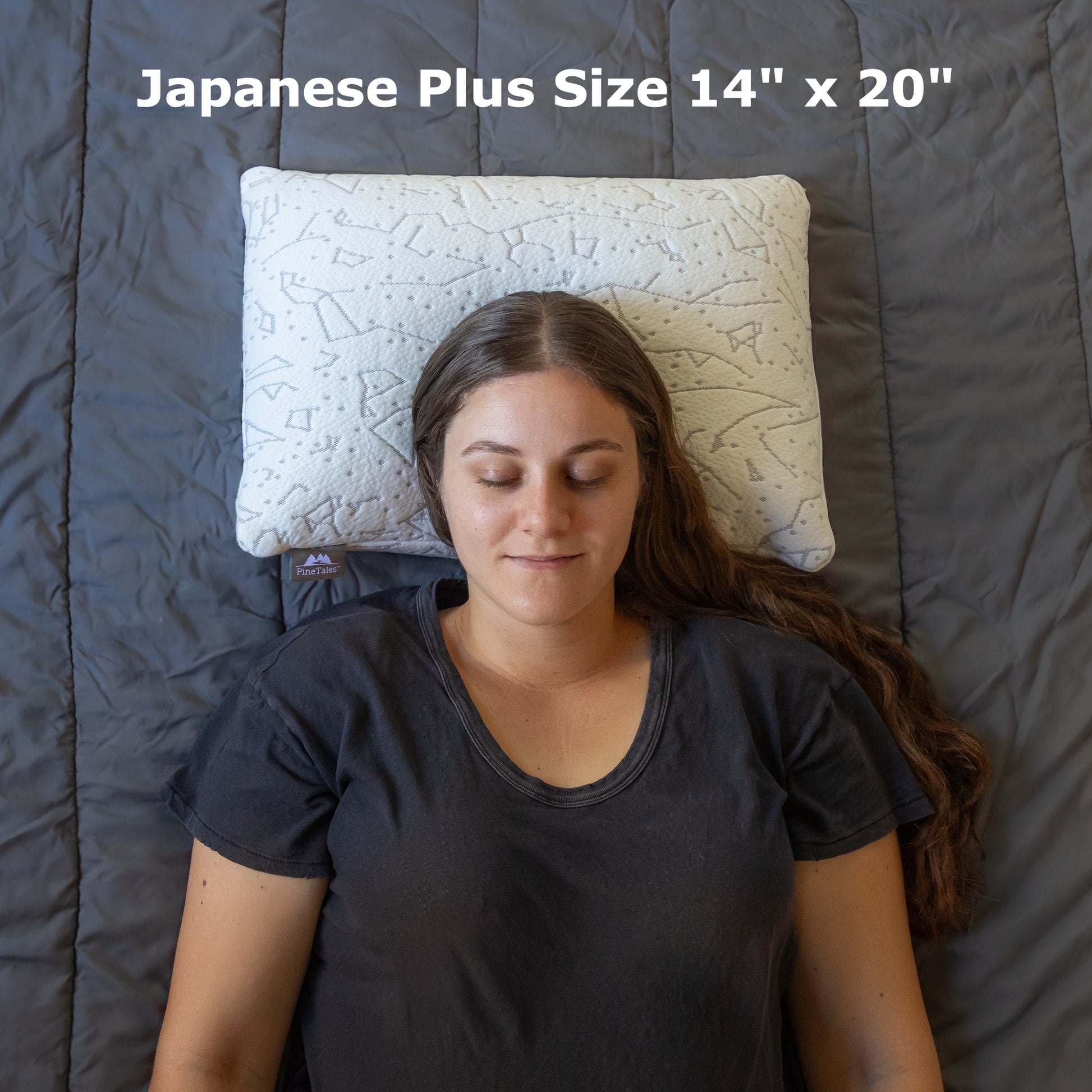 Prestige Star Constellation Design Buckwheat Pillow for Firm Head and Neck Support for Side Sleepers - Japanese Plus Size 14"x 20" - pillow size demonstration for women in back sleeping position