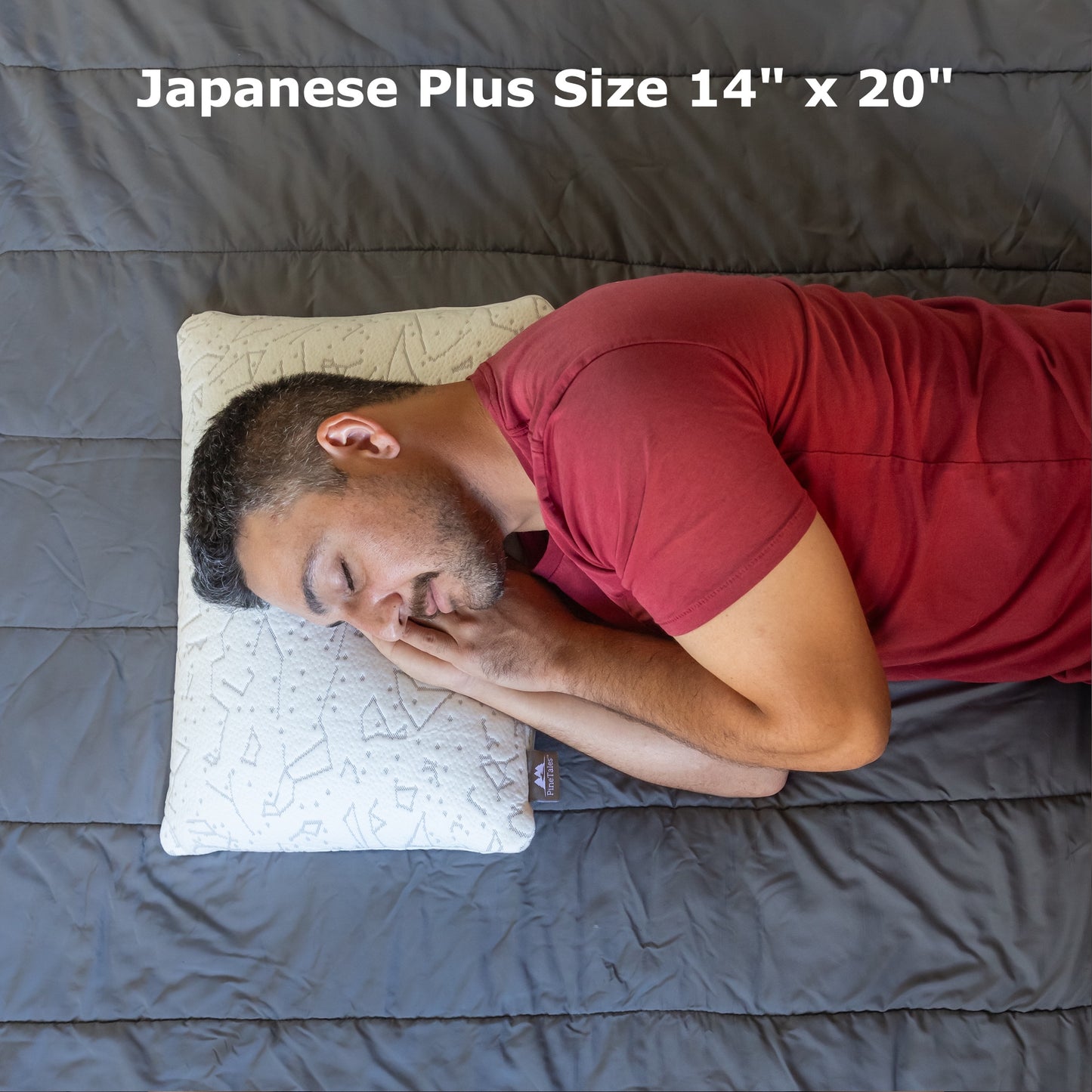 Prestige Star Constellation Design Buckwheat Pillow for Firm Head and Neck Support for Side Sleepers - Japanese Plus Size 14"x 20" - pillow size demonstration for men in side sleeping position