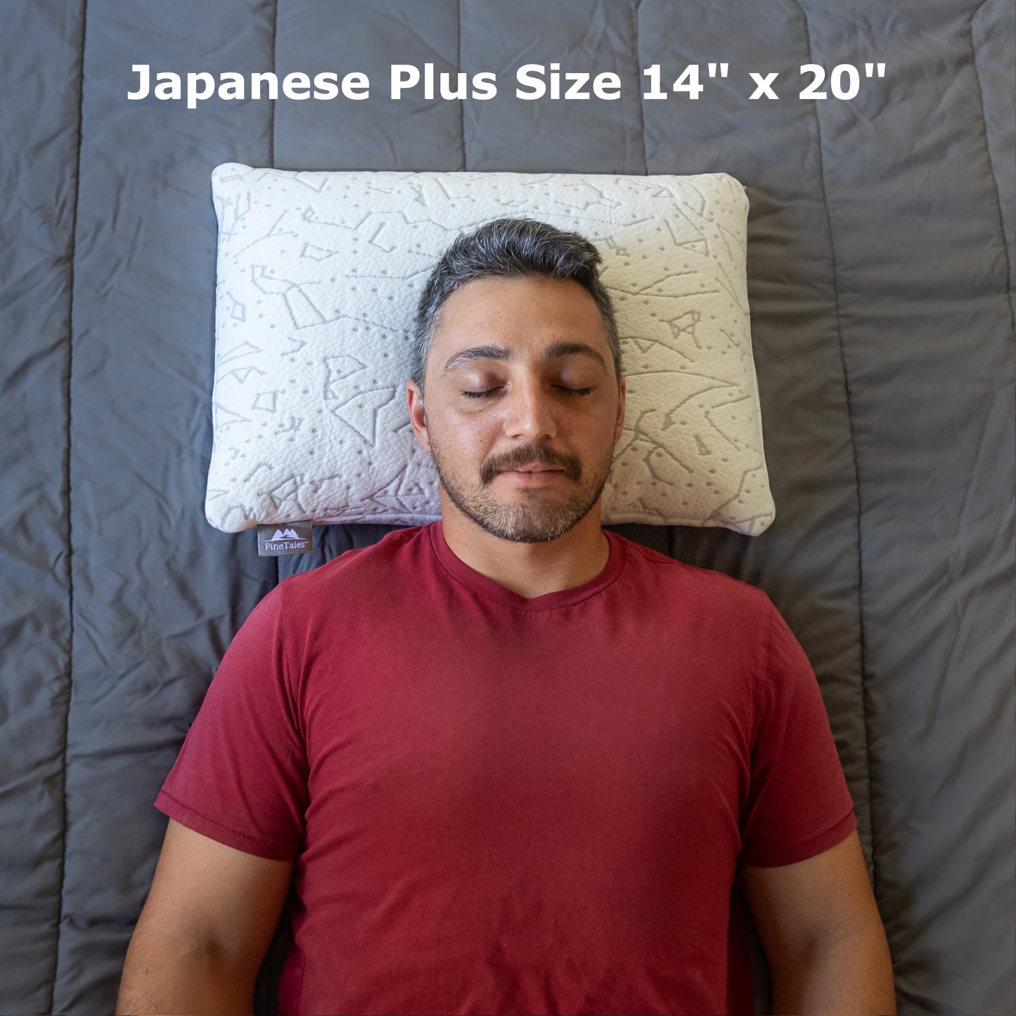 Prestige Star Constellation Design Buckwheat Pillow for Firm Head and Neck Support for Side Sleepers - Japanese Plus Size 14"x 20" - pillow size demonstration for men in back sleeping position