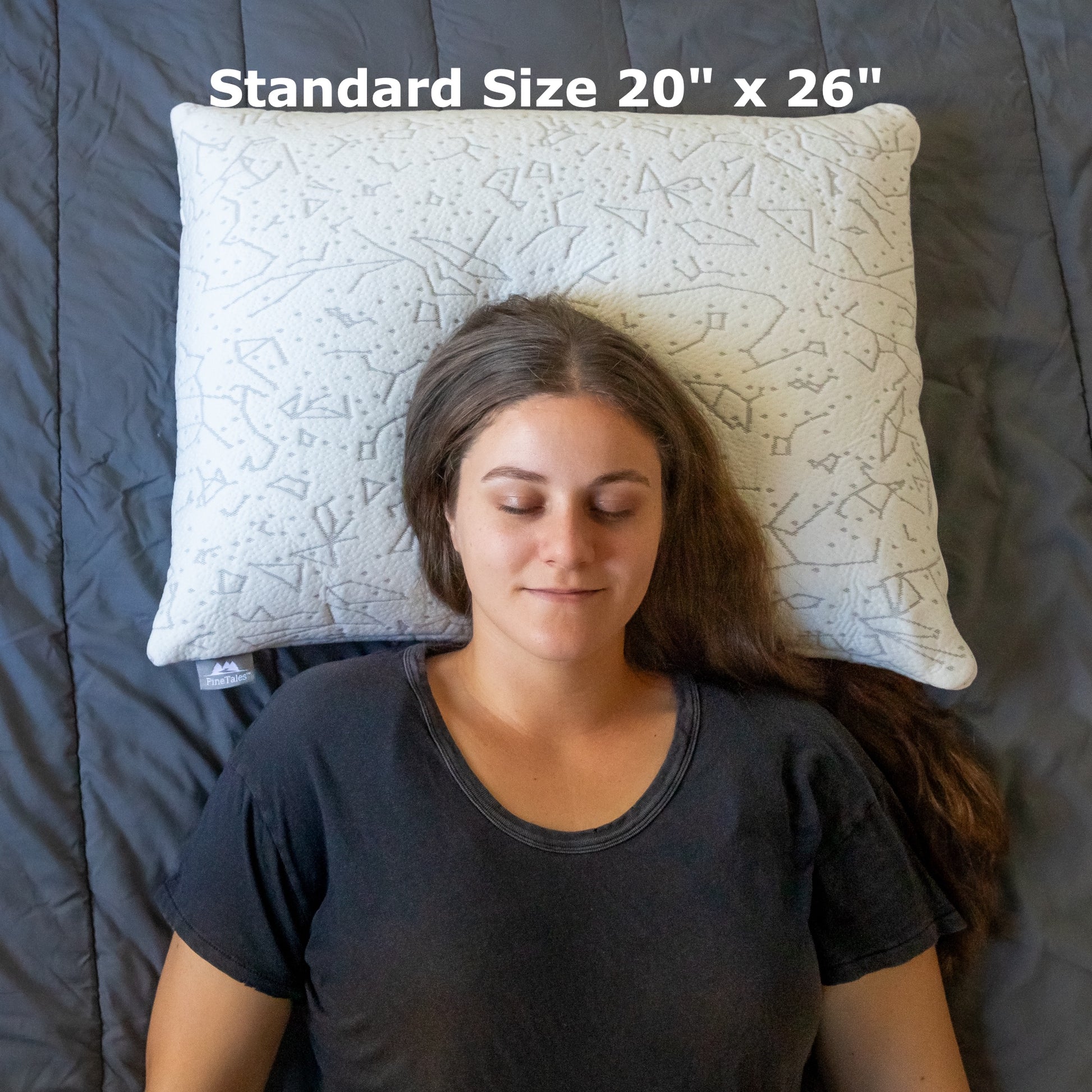 Prestige Star Constellation Design Buckwheat Pillow for Firm Head and Neck Support for Side Sleepers - Standard Size 20"x 26" - pillow size demonstration for women in back sleeping position