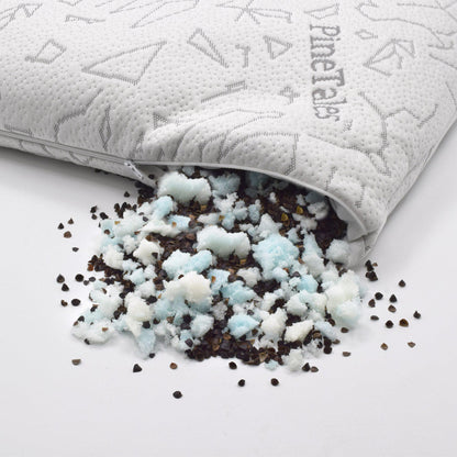 Hybrid Buckwheat Pillow with Memory Foam and Buckwheat Hulls Filling - Image showing Filling Mix