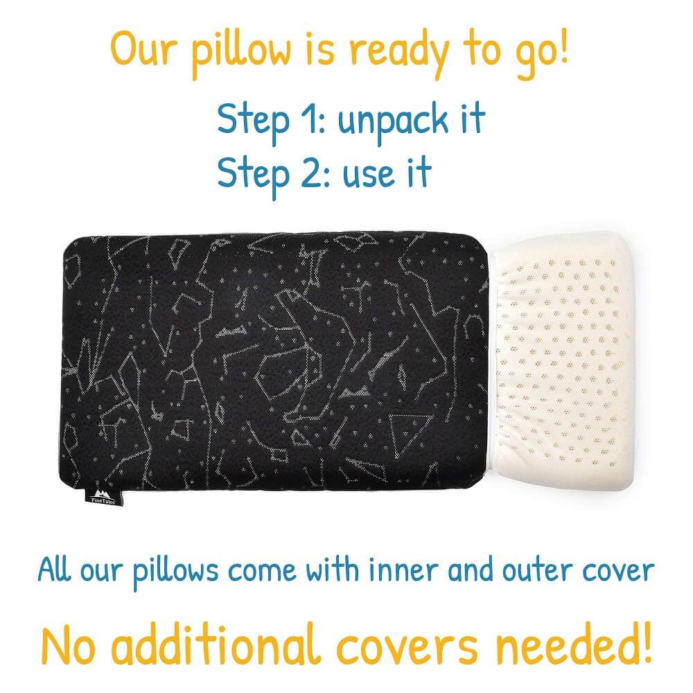 Tummy Sleeper Pillow for Stomach & Belly Sleeping - Black Design - Size 12" x 20" - PineTales